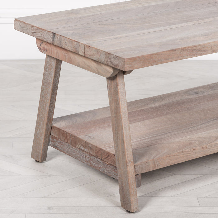 Rustic Acacia Wooden A Frame Coffee Table 95cm