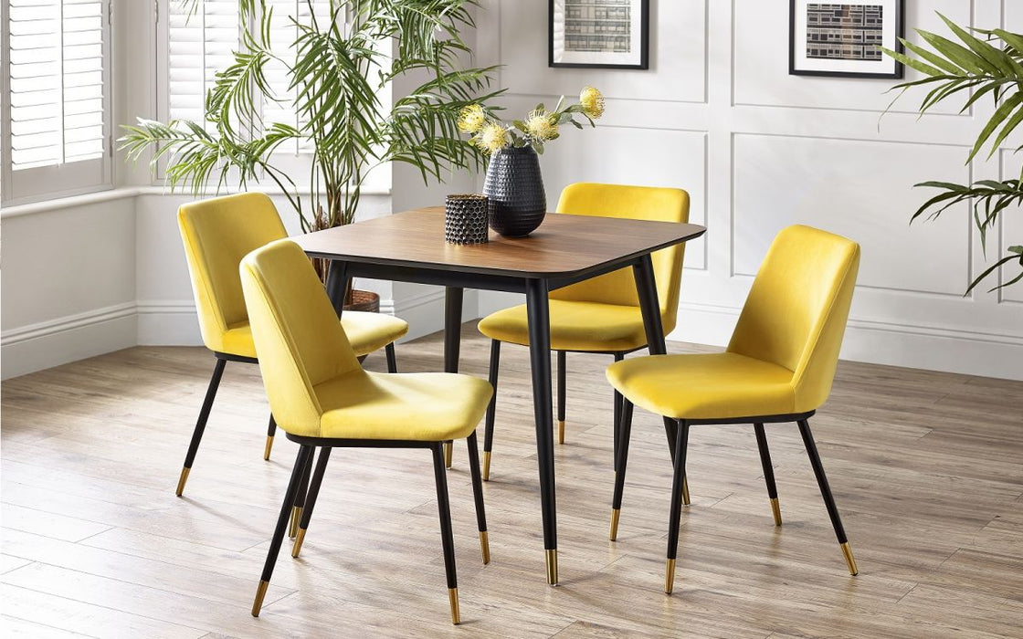 Findlay Square Dining Table & 4 Delaunay Mustard Chairs
