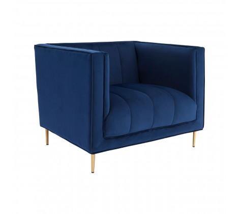 Otylia Deep Blue Velvet Armchair - Modern Home Interiors