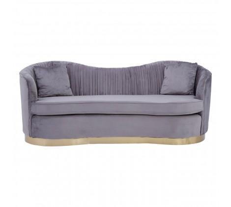 Franza 3 Seat Pleated Grey Velvet Sofa - Modern Home Interiors