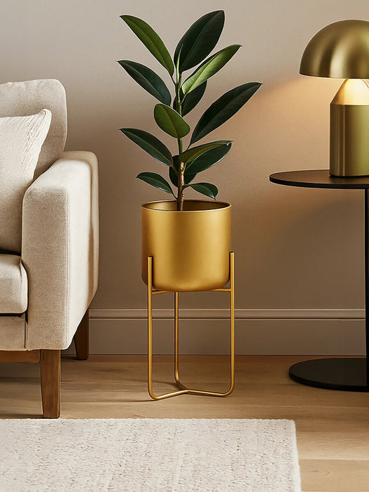 Floor Standing Planter - Gold