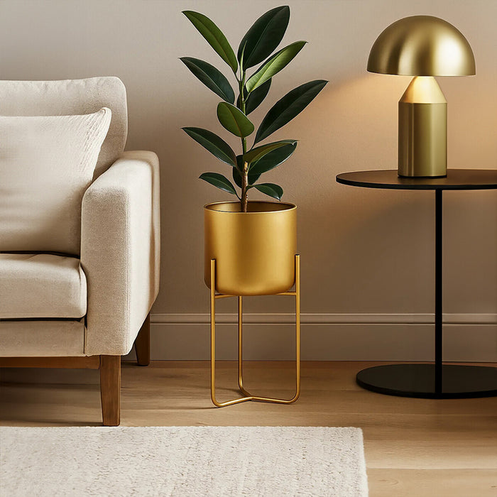 Floor Standing Planter - Gold
