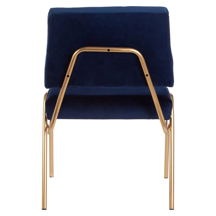 Blue Velvet Chair with Gold Legs