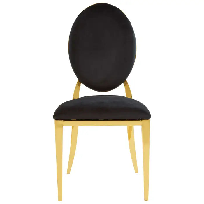 Stackable Black Velvet and Gold Finish Dining Chair