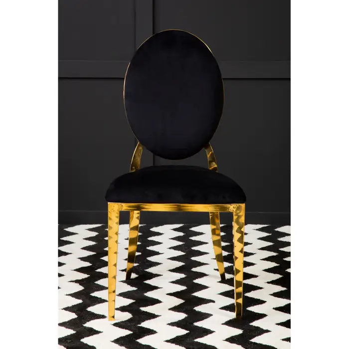 Stackable Black Velvet and Gold Finish Dining Chair