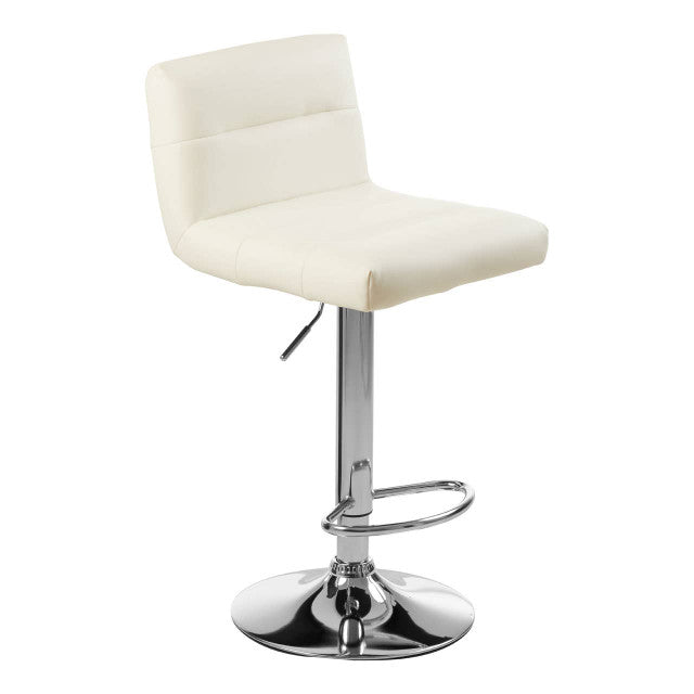 White Seat Bar Stool With Chrome Base