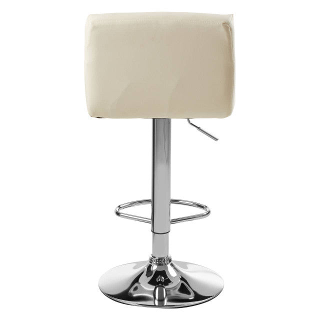 White Seat Bar Stool With Chrome Base