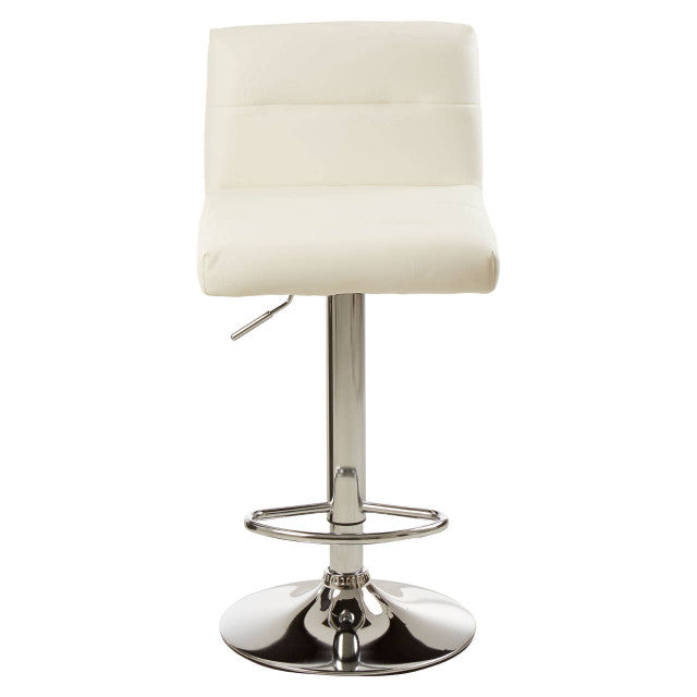 White Seat Bar Stool With Chrome Base