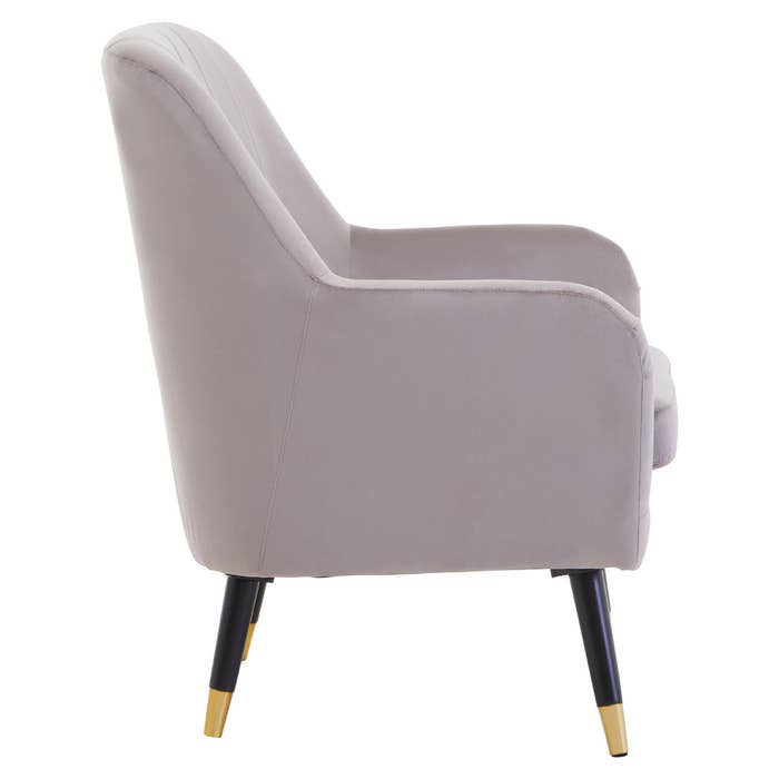 Mink Velvet Scalloped Armchair with Black / Gold Legs