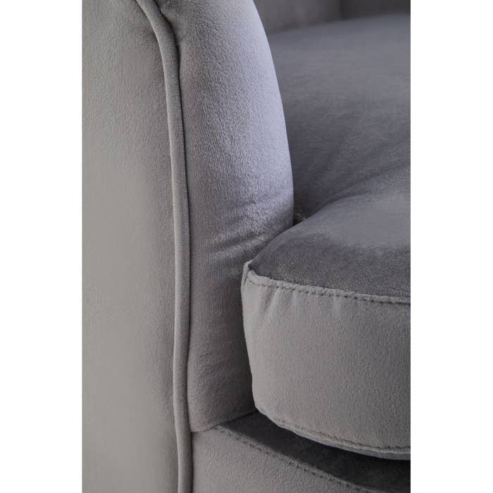 Grey Velvet Armchair with Black / Gold Legs