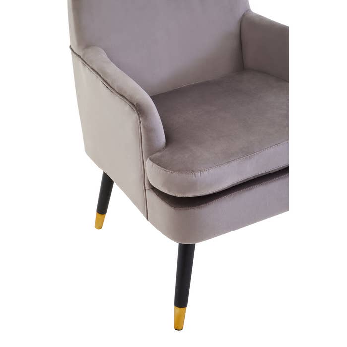 Mink Velvet Armchair with Black / Gold Legs