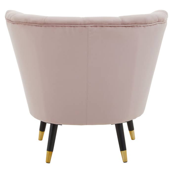 Dusky Pink Velvet Scalloped Chair with Black Wood and Gold Legs