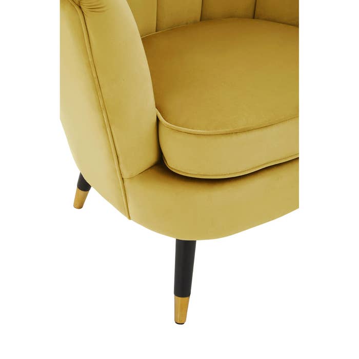 Pistachio Velvet Scalloped Chair with Black Wood and Gold Legs