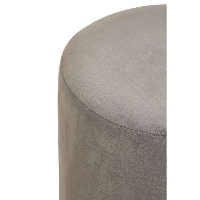 Plush Velvet Round Footstool - Grey
