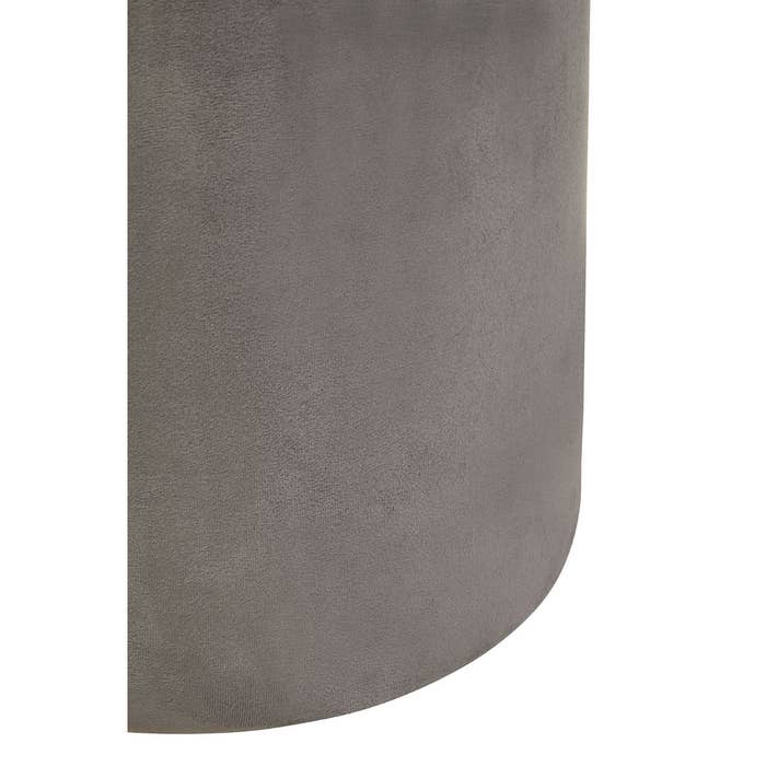 Plush Velvet Round Footstool - Grey
