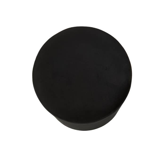 Plush Velvet Round Footstool - Black