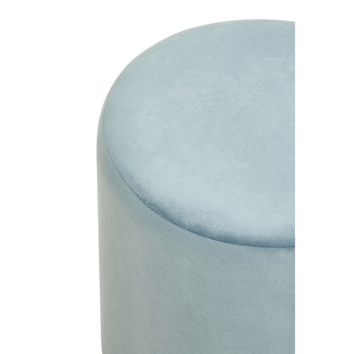 Plush Velvet Round Footstool - Blue