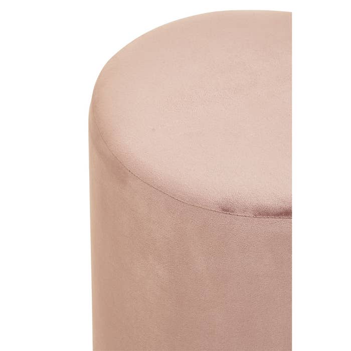 Plush Velvet Round Footstool - Dusky Pink