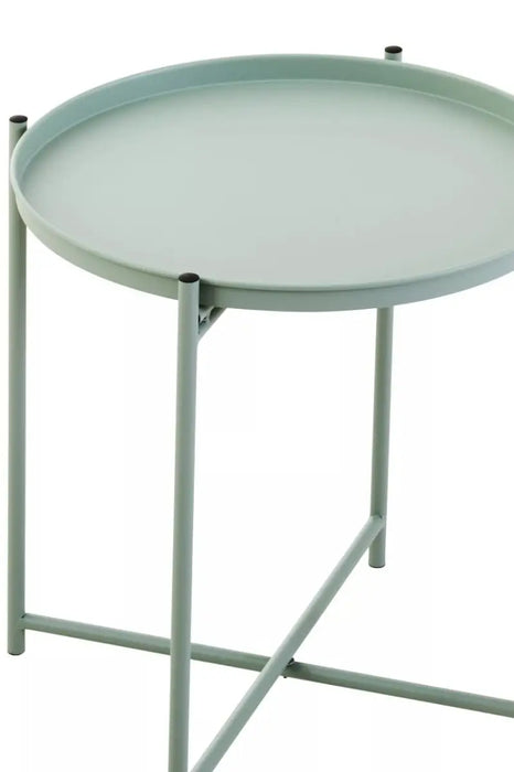 Round Tray Style Side Table with Green Top and Green Legs