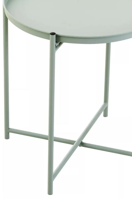 Round Tray Style Side Table with Green Top and Green Legs