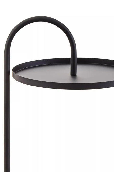 Hanging Floating Tray Style Side Table with Round Black Top and Black Legs