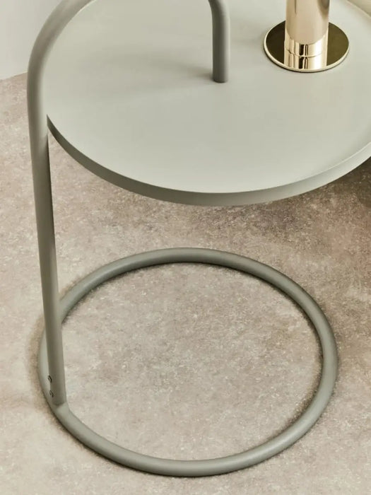 Hanging Floating Tray Style Side Table with Round Grey Top and Grey Legs