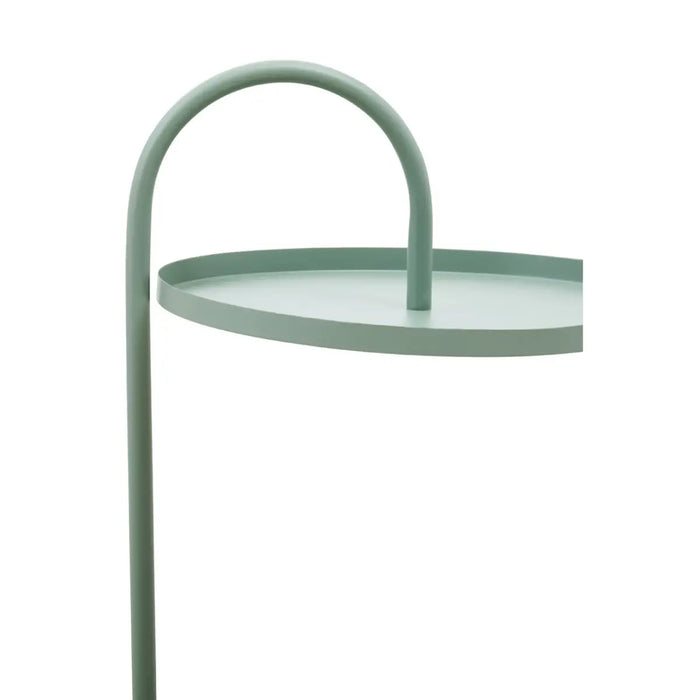 Hanging Floating Tray Style Side Table with Round Green Top and Green Legs