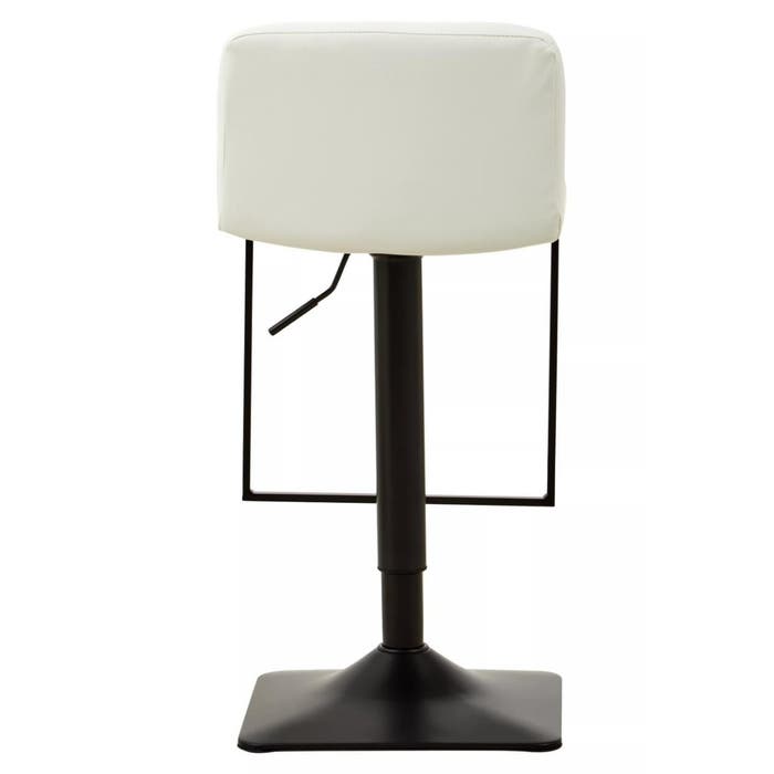 White Leather Effect Bar Stool with Black Stainless Steel Squared Design Base
