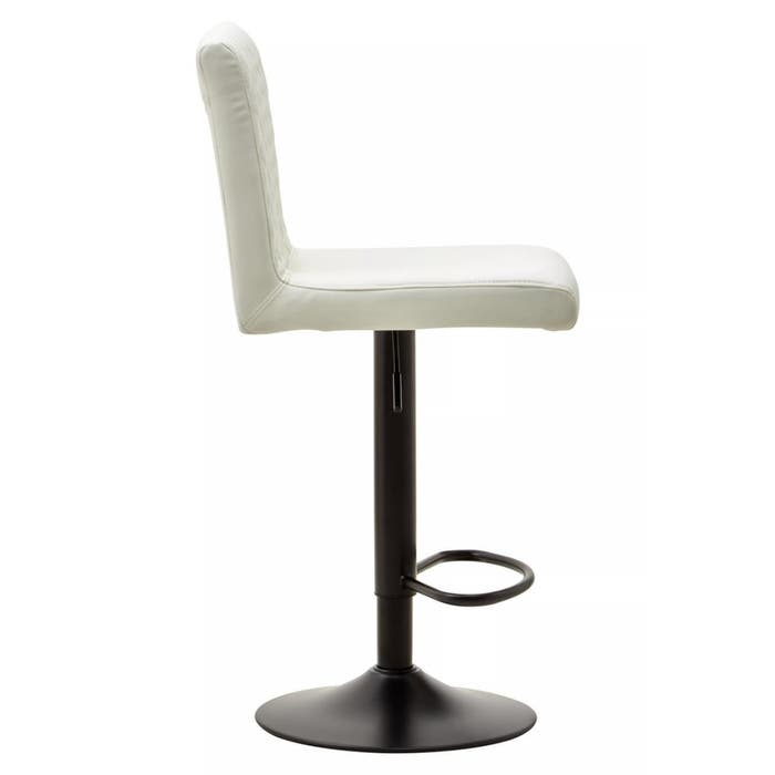 White Leather Effect High Back Bar Stool with Black Stainless Steel Rounded Base