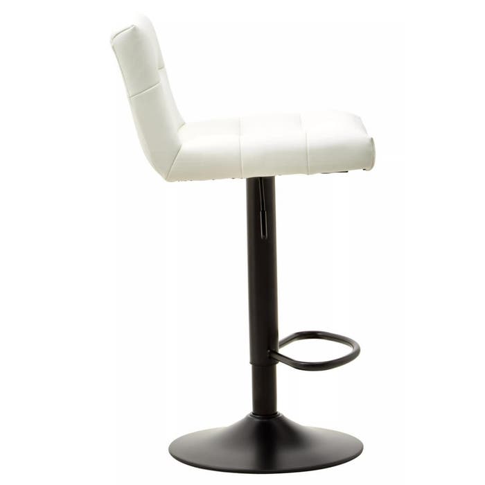 White Leather Effect Bar Stool with Black Stainless Steel Round Base