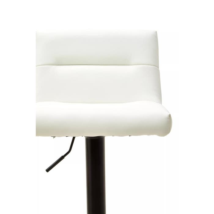 White Leather Effect Bar Stool with Black Stainless Steel Round Base