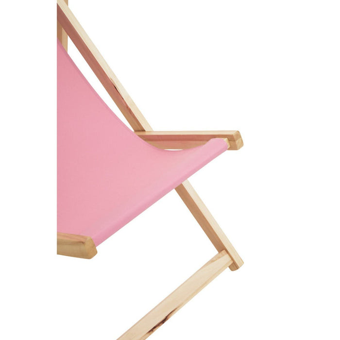 Pink Deck Chair with Wooden Frame