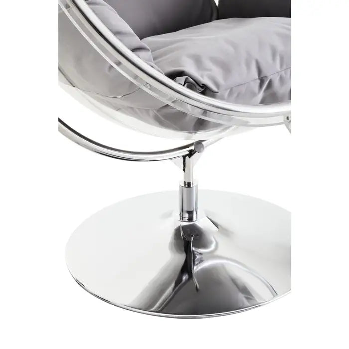 Circular Orb Chair with Round Silver / Chrome Base with Grey Cushions
