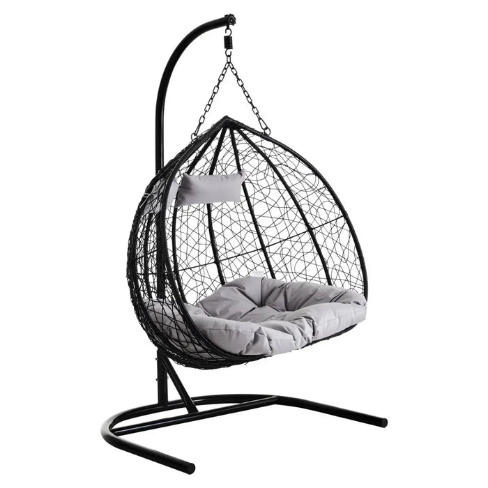 Garden / Conservatory Egg Double Hanging Chair - Black