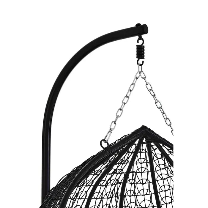 Garden / Conservatory Egg Double Hanging Chair with Round Base - Black