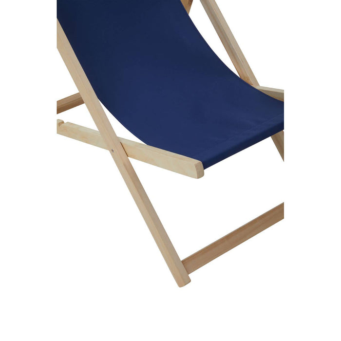 Blue Deck Chair with Wooden Frame
