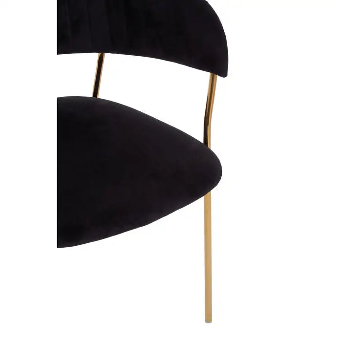 Black Channel Gold Finish Dining Chair