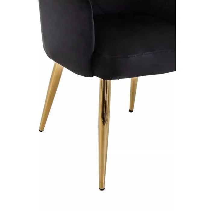 Black Velvet Angular Dining Chair with Gold Legs