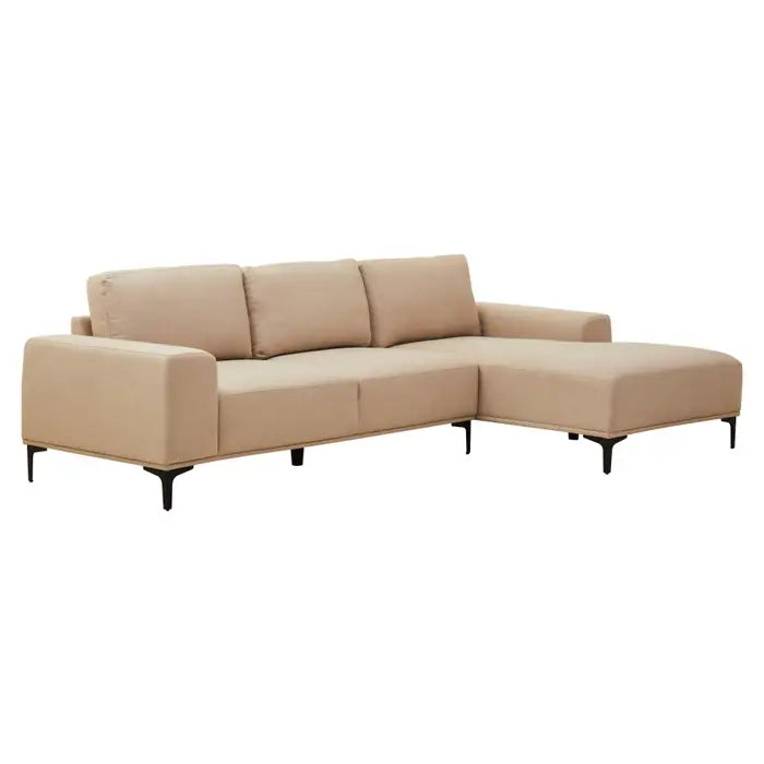 3 Seater Natural Fabric Left Chaise Sofa
