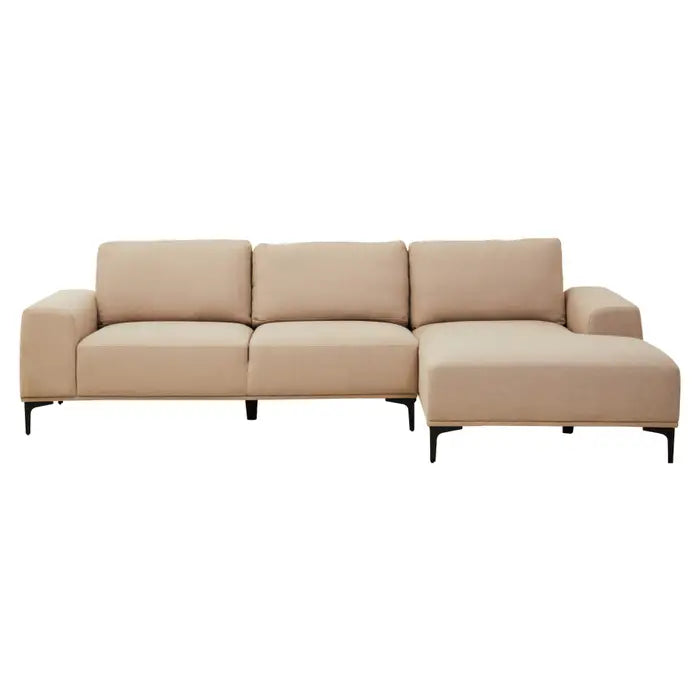 3 Seater Natural Fabric Left Chaise Sofa