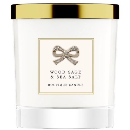 Boutique Wood Sage & Sea Salt Scented Candle with Gold Lid - 200ml