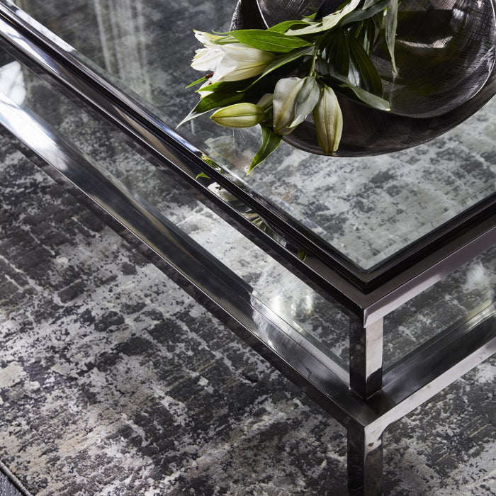 Belgravia Stainless Steel and Glass Square Coffee Table 120x120x42cm