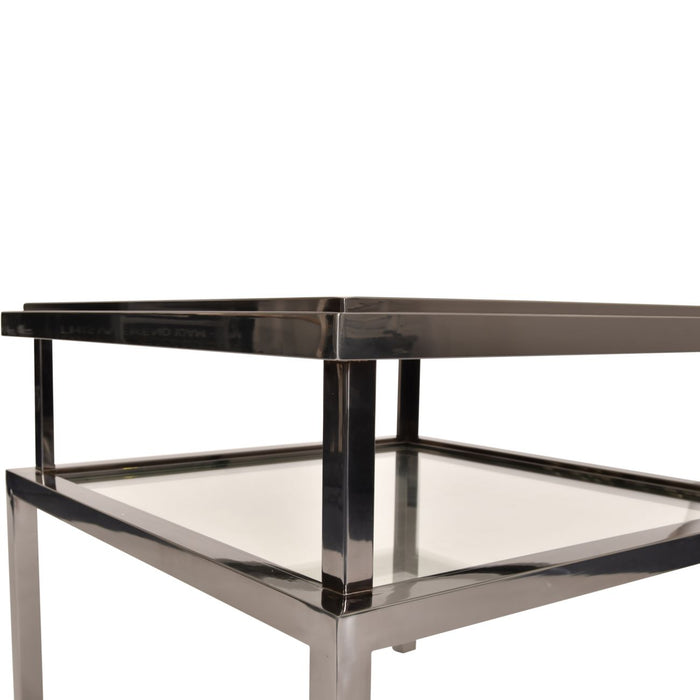 Belgravia Stainless Steel and Glass Square Side Table 65x65x55cm