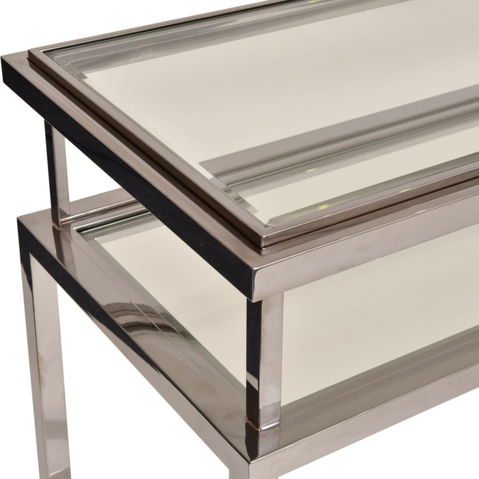 Belgravia Stainless Steel and Glass Console Table 160x45x76cm