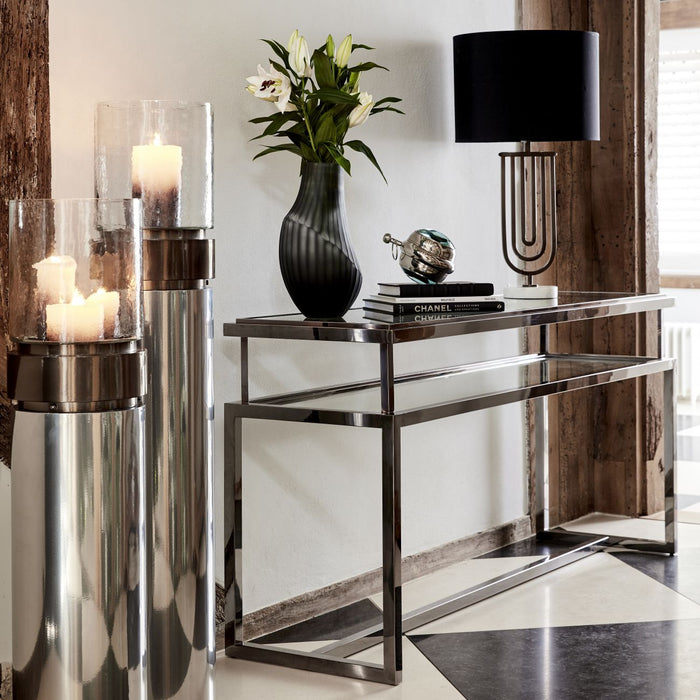 Belgravia Stainless Steel and Glass Console Table 160x45x76cm