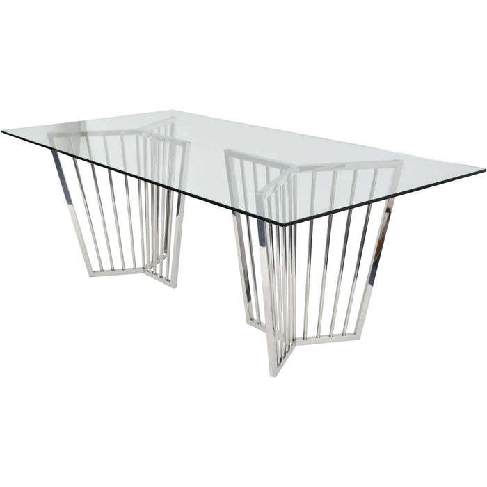 Abington Stainless Steel Frame and Clear Glass Dining Table 200cm