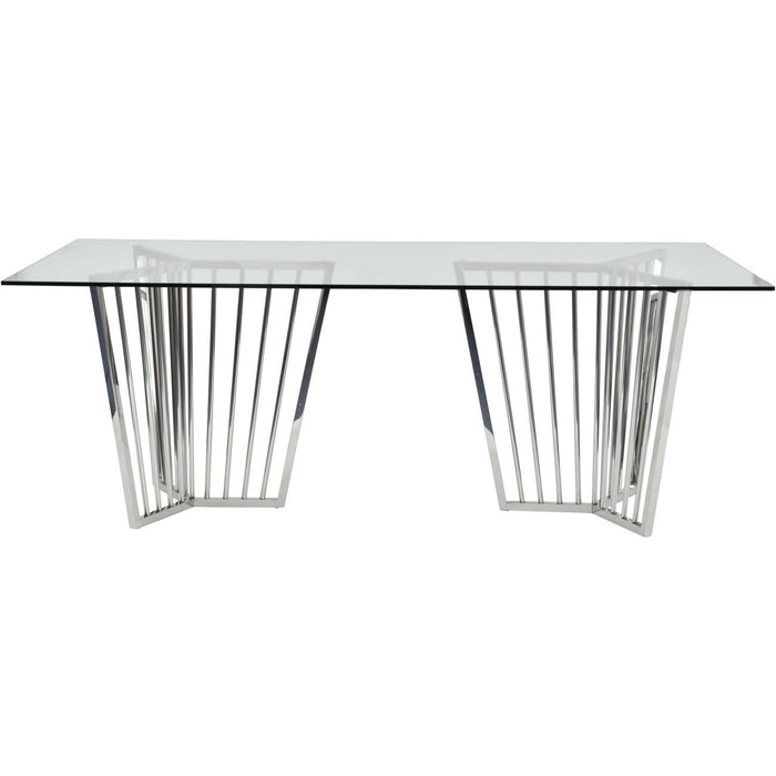 Abington Stainless Steel Frame and Clear Glass Dining Table 200cm