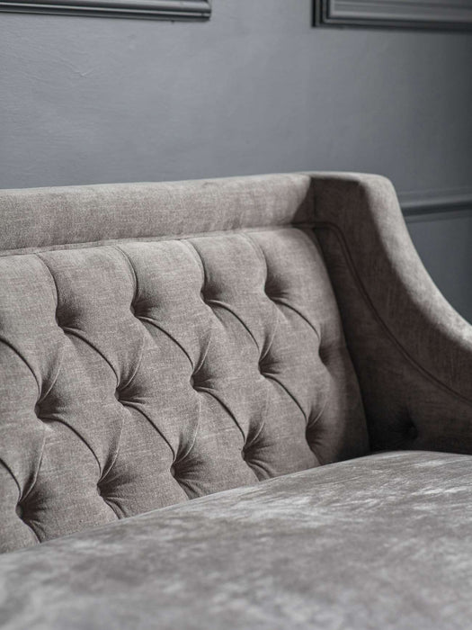 Theodore Buttoned Sofa in Warm Grey Fabric 200cm