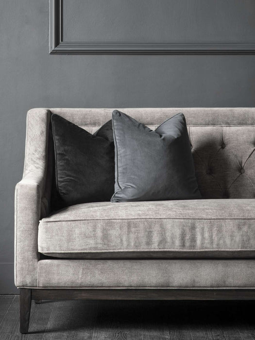Theodore Buttoned Sofa in Warm Grey Fabric 200cm