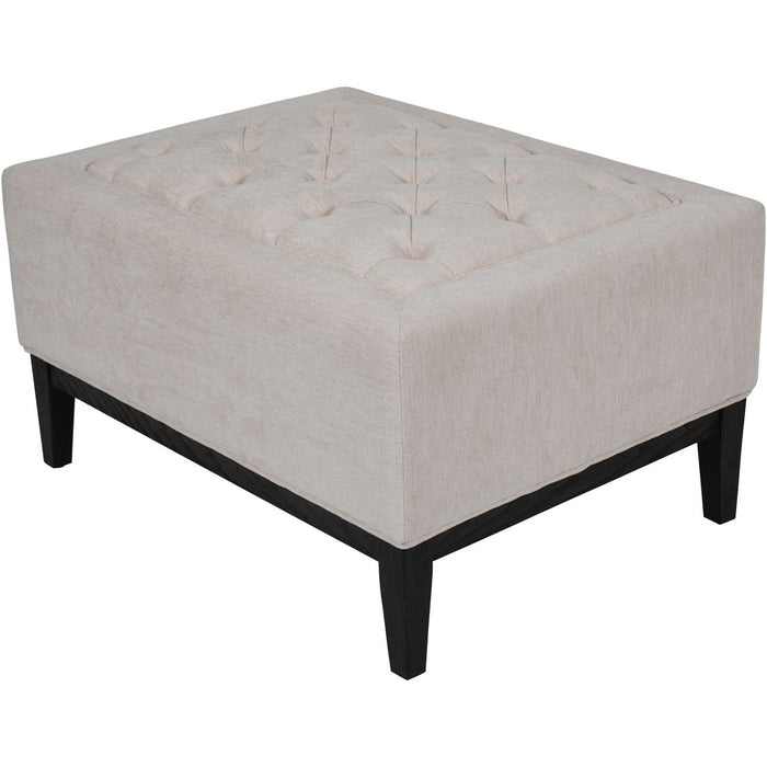 Theodore Buttoned Stool in Ivory Fabric 81x61cm